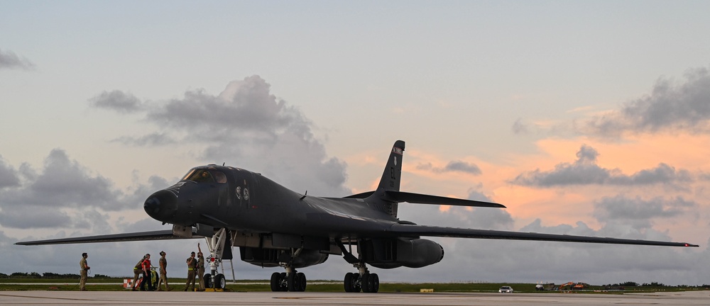 37th Expeditionary Bomb Squadron B-1B Lancer lands at Andersen Air Force Base during BTF 24-6