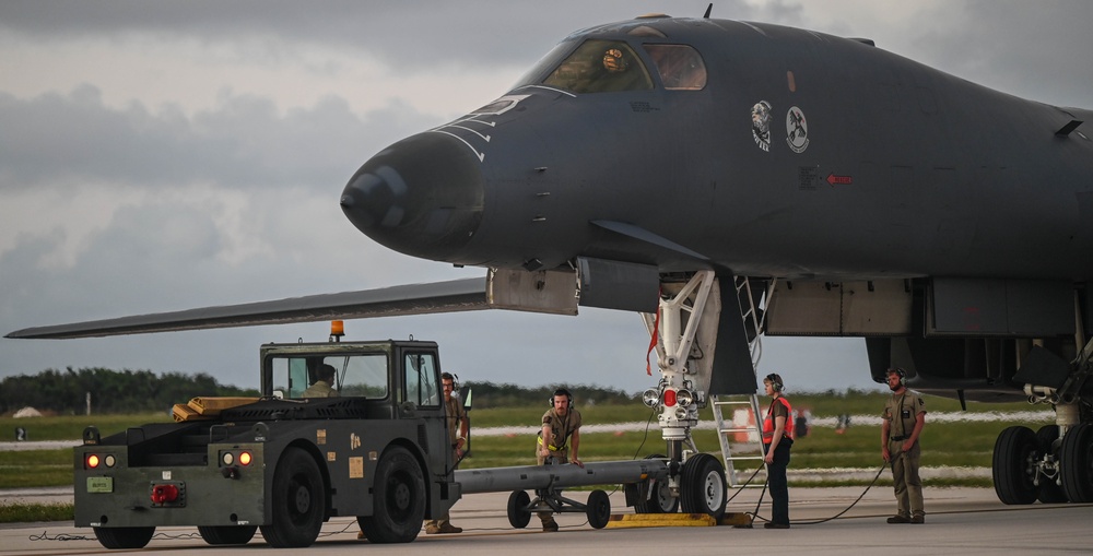 37th Expeditionary Bomb Squadron B-1B Lancer lands at Andersen Air Force Base during BTF 24-6