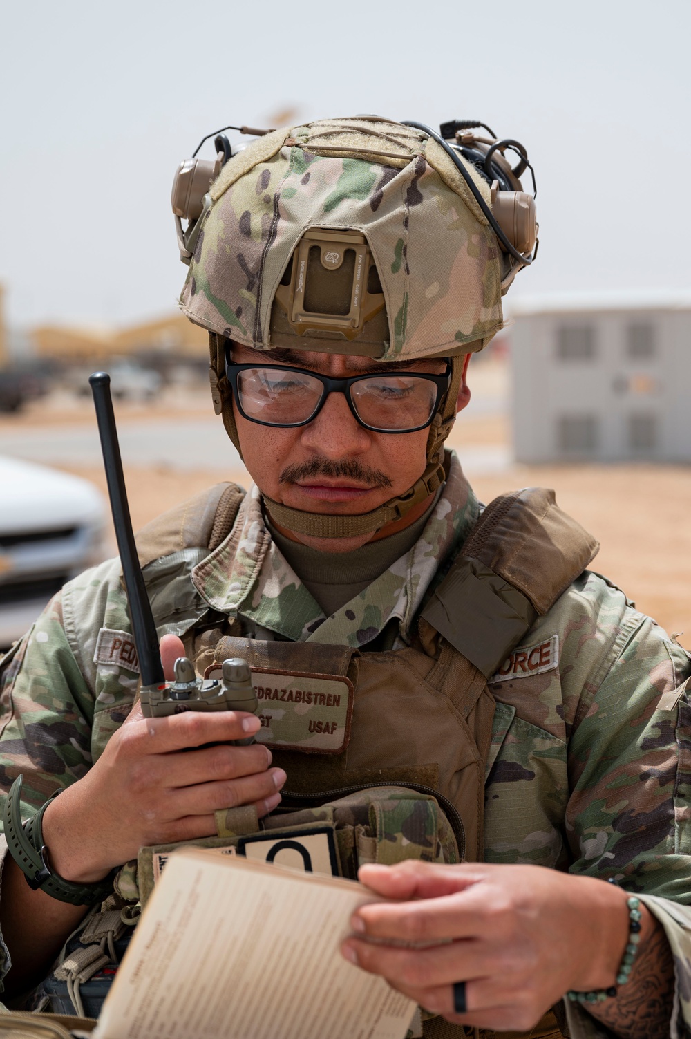 U.S. Airmen conduct an emergency response training exercise