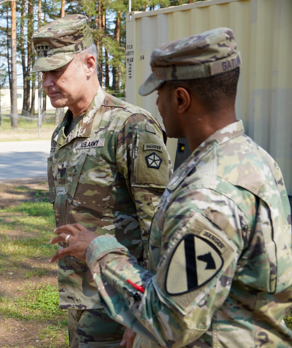 V Corps Commanding General visits 1st Cavalry Division Troopers at Camp Adazi