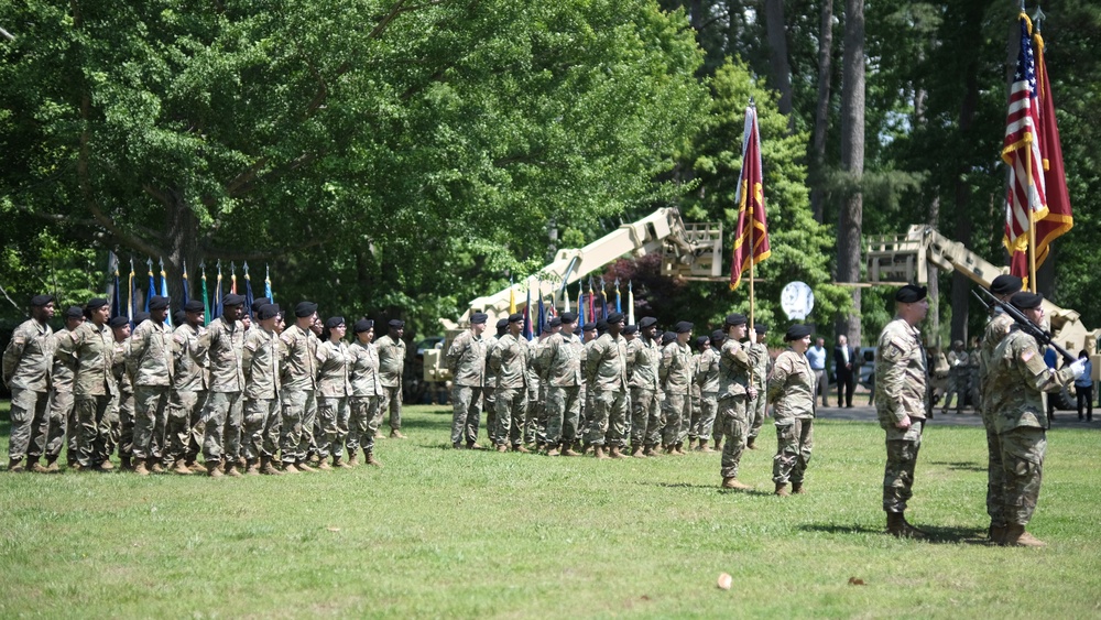 Command Sgt. Maj. Thomas Skelton takes responsibility for 597th Transportation Brigade's troops
