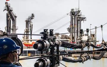 USS Ronald Reagan (CVN 76) conducts a fueling-at-sea with USNS John Ericsson (T-AO 194)