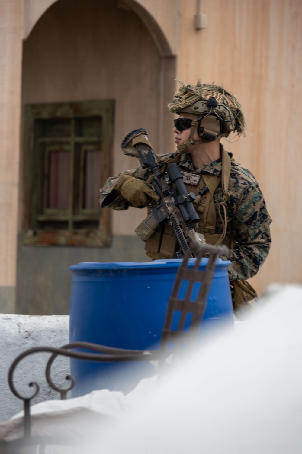 U.S. Marines, Emirati soldiers patrol infantry immersion trainer
