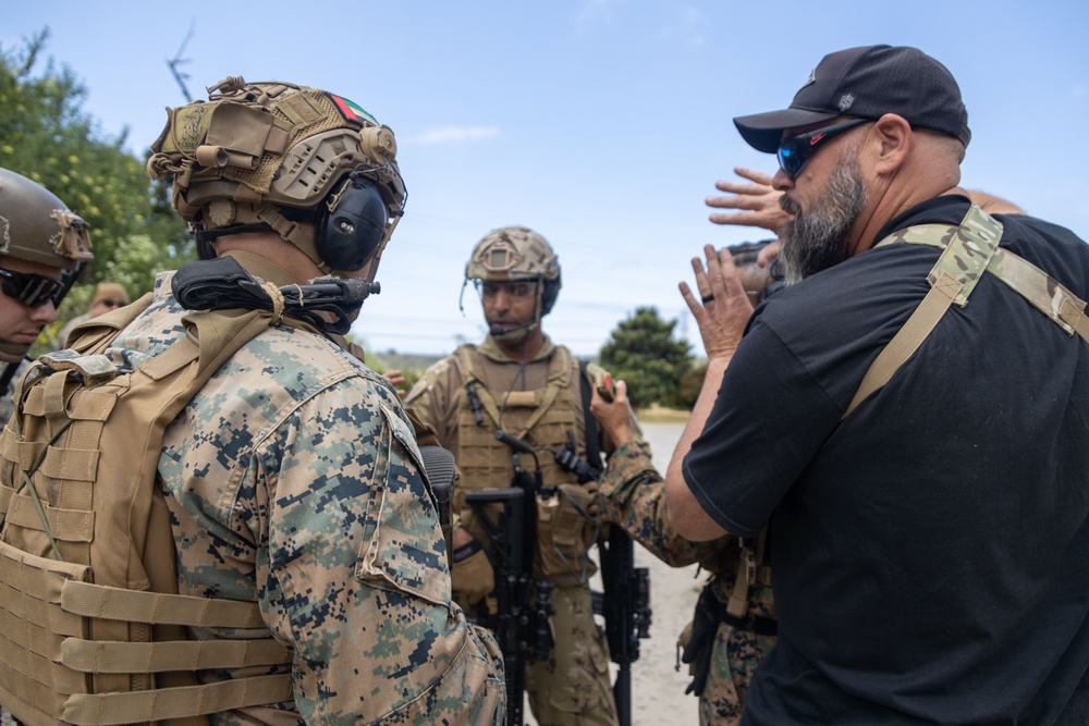 U.S. Marines, Emirati soldiers patrol infantry immersion trainer