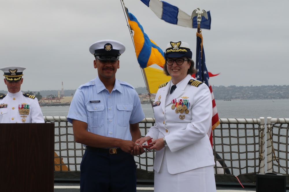 U.S. Coast Guard Cutter Munro holds a change of command ceremony