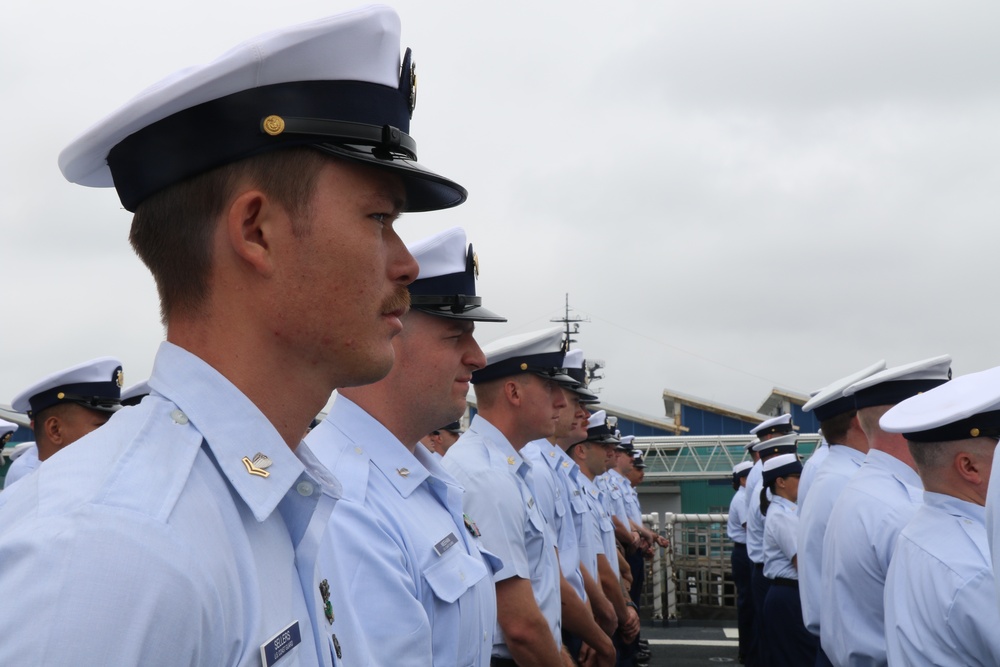 U.S. Coast Guard Cutter Munro holds a change of command ceremony