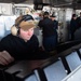USS Ronald Reagan (CVN 76) Sailors stand watch in the pilot house  during a vertical replenishment-at-sea with USNS John Ericsson (T-AO 194)