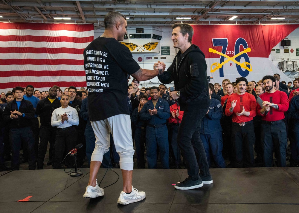 USS Ronald Reagan (CVN 76) hosts ship tour for Dr. Mike Gervais and the Finding Mastery team