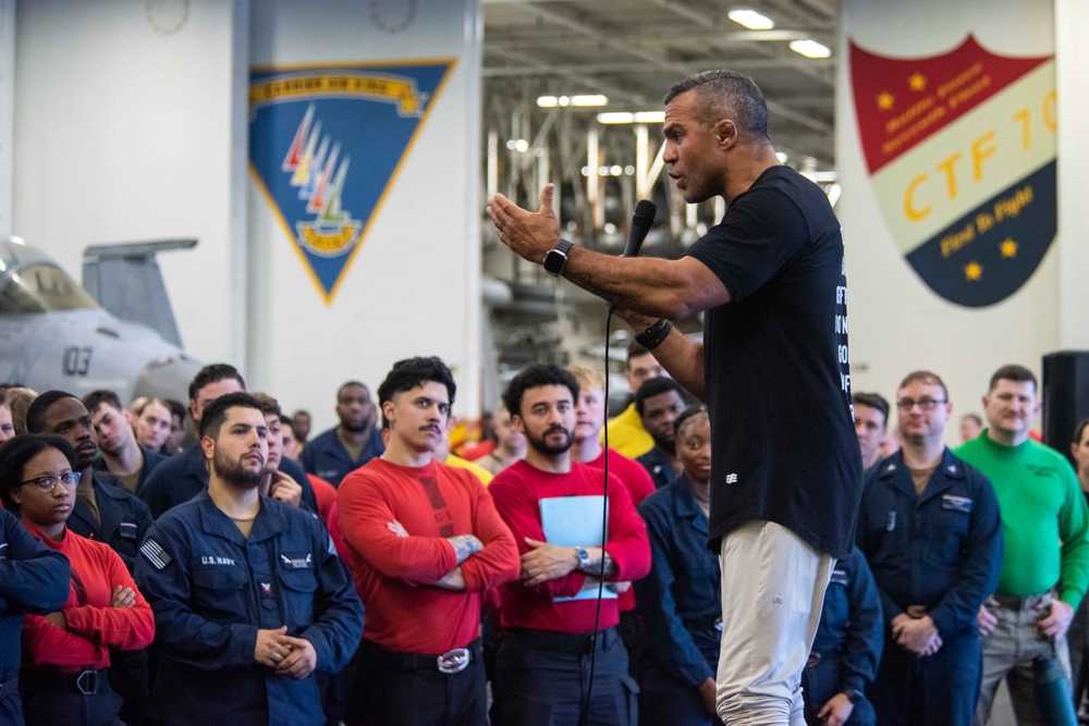 USS Ronald Reagan (CVN 76) hosts ship tour for Dr. Mike Gervais and the Finding Mastery team