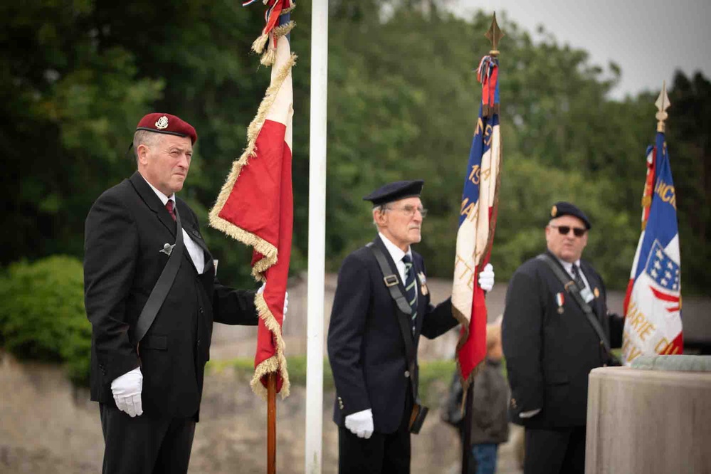 SOCEUR and USASFC honor French resistance during a ceremony at Sainte-Marie-du-Mont