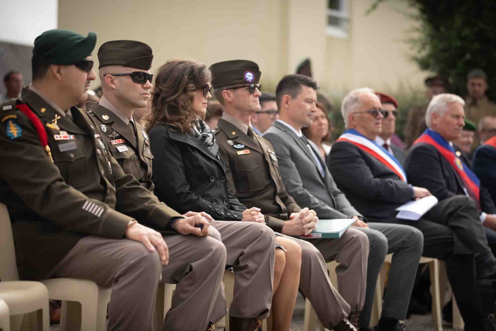 SOCEUR and USASFC honor French resistance during a ceremony at Sainte-Marie-du-Mont