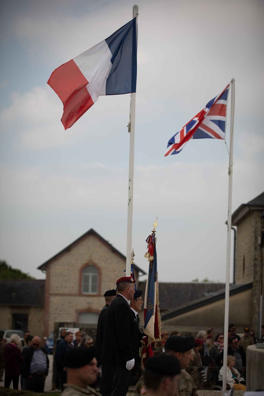 SOCEUR and USASFC honor French resistance during a ceremony at Sainte-Marie-du-Mont