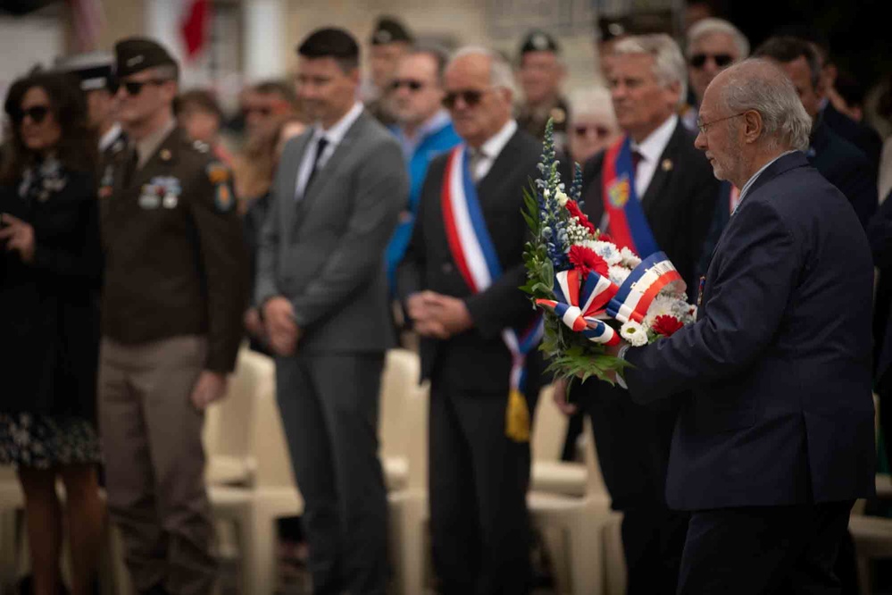 SOCEUR and USASFC honor French resistance during a ceremony at Sainte-Marie-du-Mont