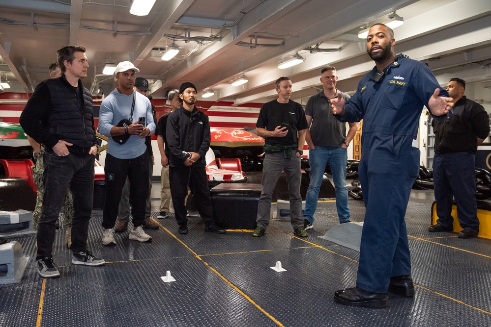 USS Ronald Reagan (CVN 76) hosts ship tour for Dr. Mike Gervais and the Finding Mastery team