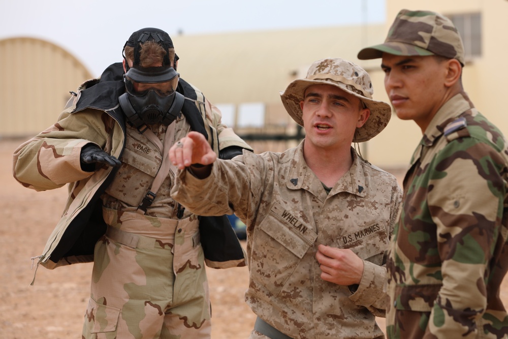 US Marines share CBRN personnel recovery techniques with joint forces and Moroccan military