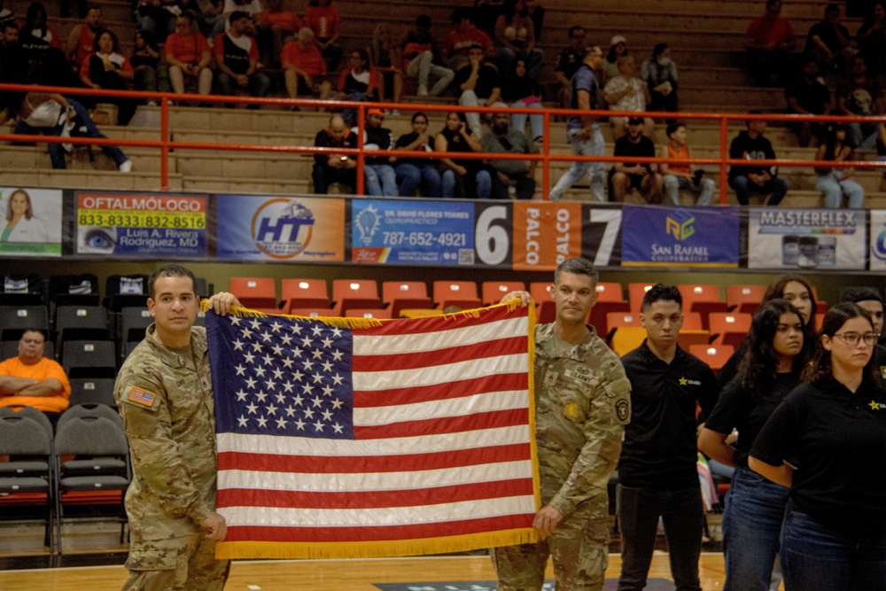 Future Soldiers Take Oath of Enlistment at Puerto Rican Basketball Game