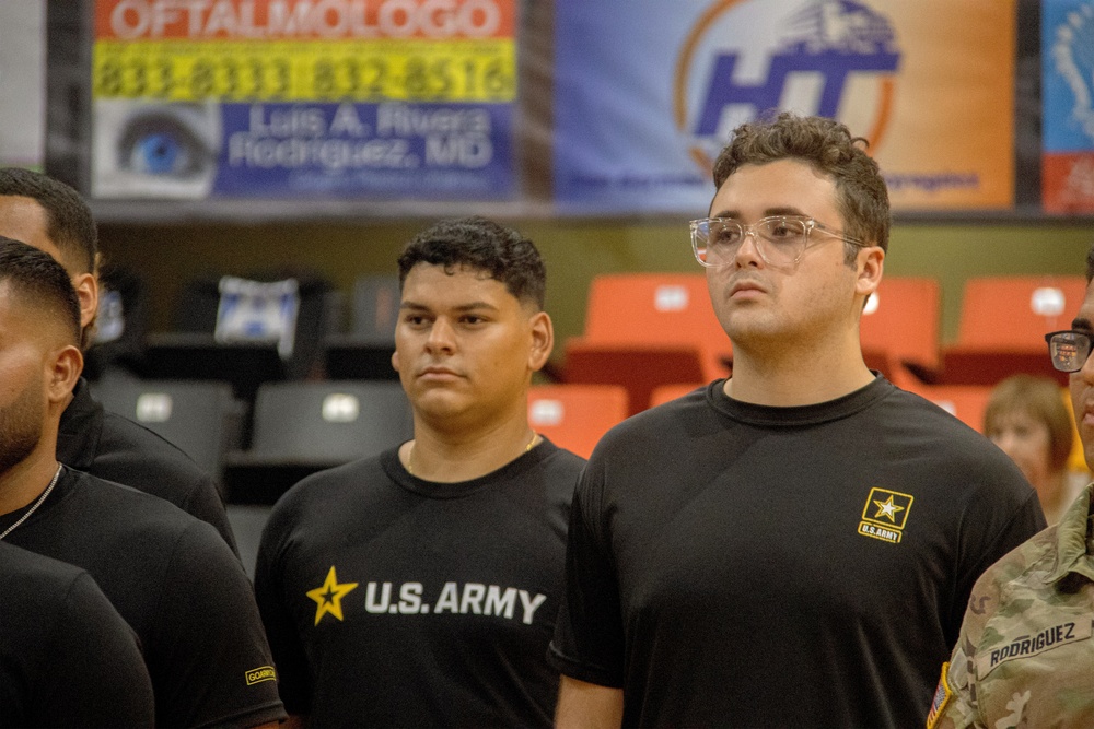 Future Soldiers Take Oath of Enlistment at Puerto Rican Basketball Game