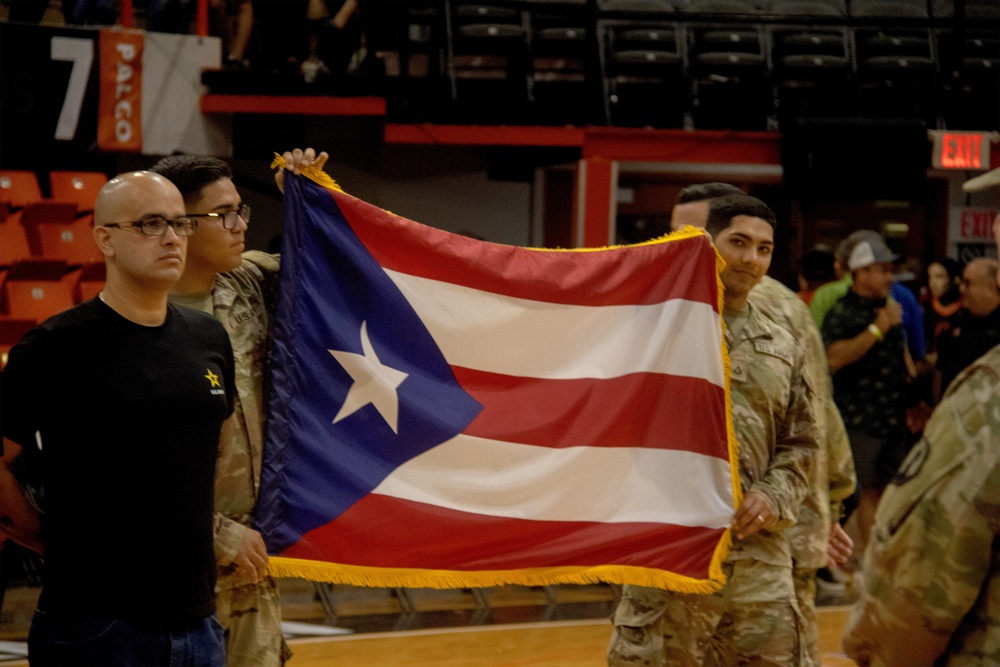 Future Soldiers Take Oath of Enlistment at Puerto Rican Basketball Game