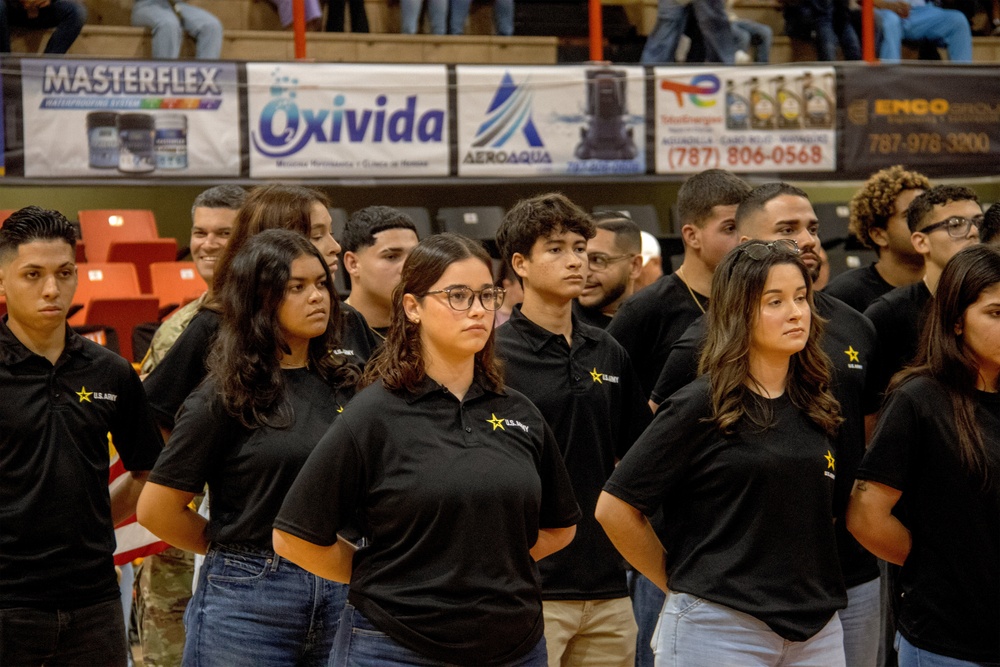 Future Soldiers Take Oath of Enlistment at Puerto Rican Basketball Game