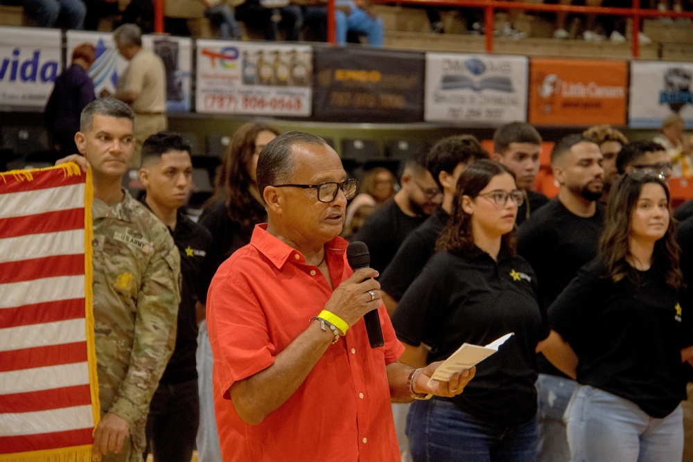 Future Soldiers Take Oath of Enlistment at Puerto Rican Basketball Game