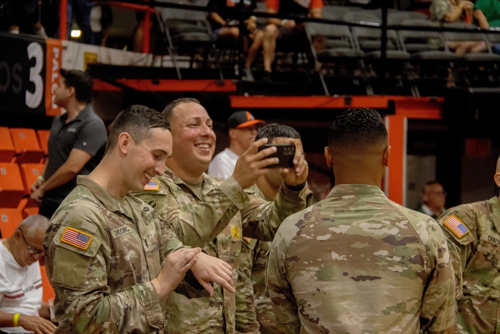 Future Soldiers Take Oath of Enlistment at Puerto Rican Basketball Game