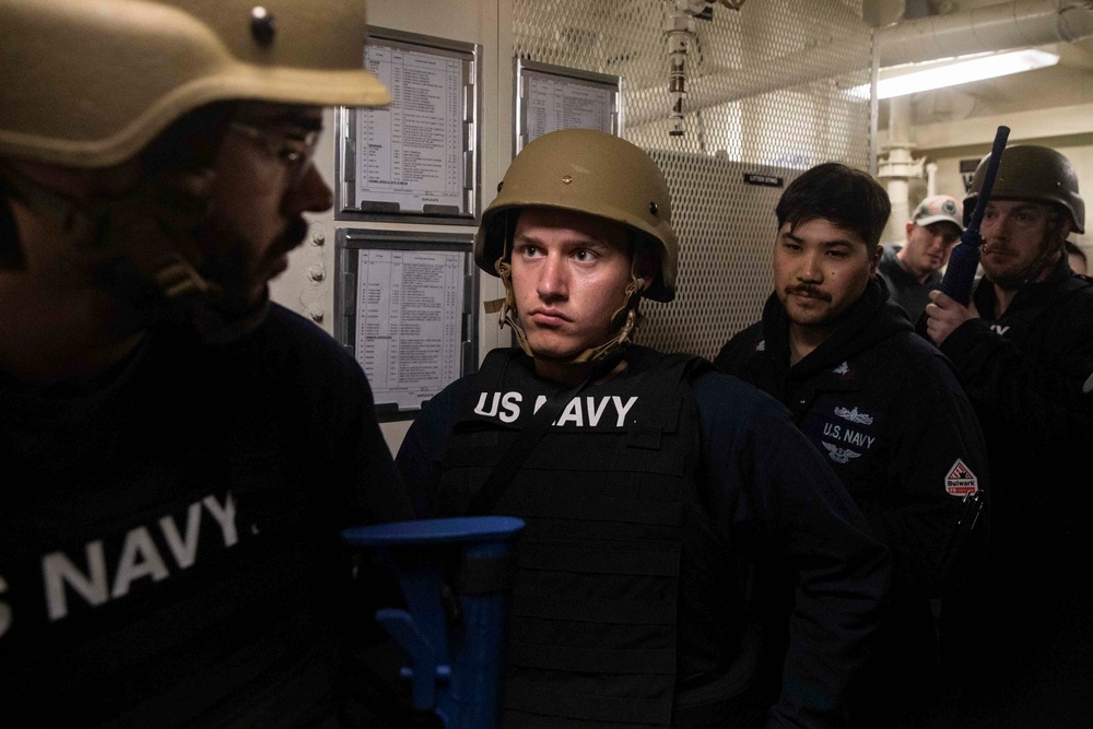 USS Ralph Johnson Conducts Anti-Terrorism Drill