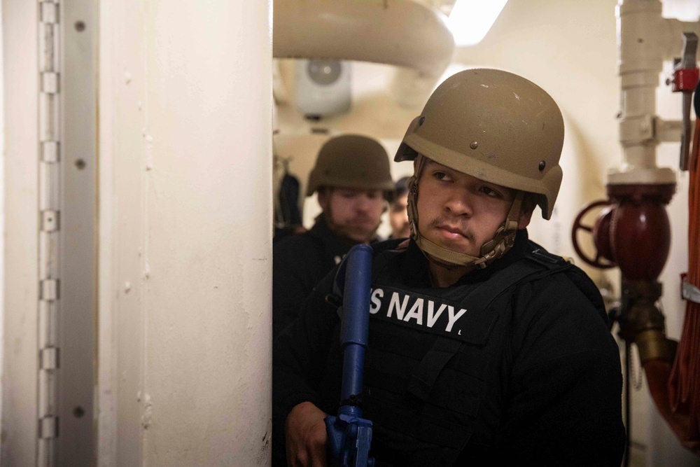 USS Ralph Johnson Conducts Anti-Terrorism Drill