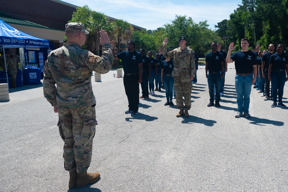 315 AW Development and Training Flight Discuss Oath of Enlistment