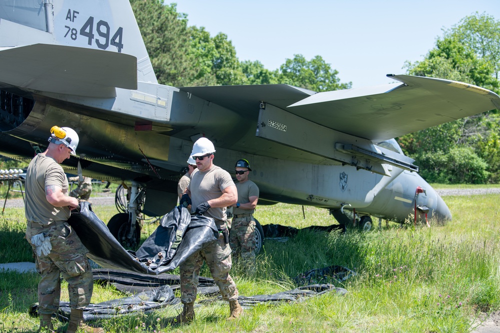 104th Fighter Wing conducts joint crashed, damaged, disabled, aircraft recovery training