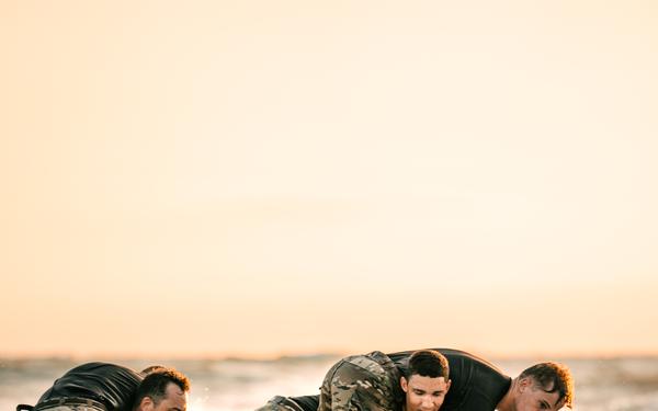 Army Rangers Conduct Physical Training on Omaha Beach