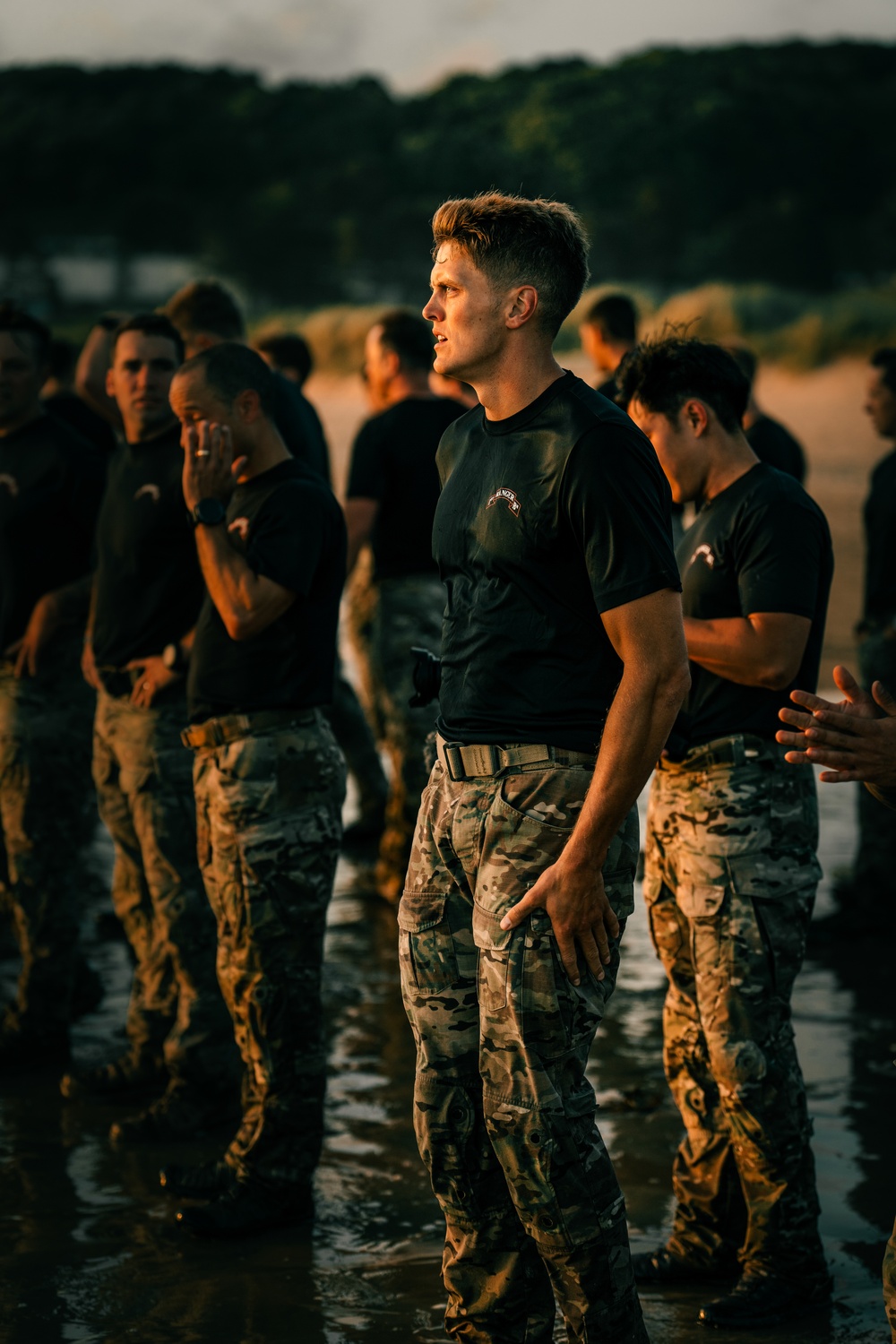 Army Rangers Conduct Physical Training on Omaha Beach