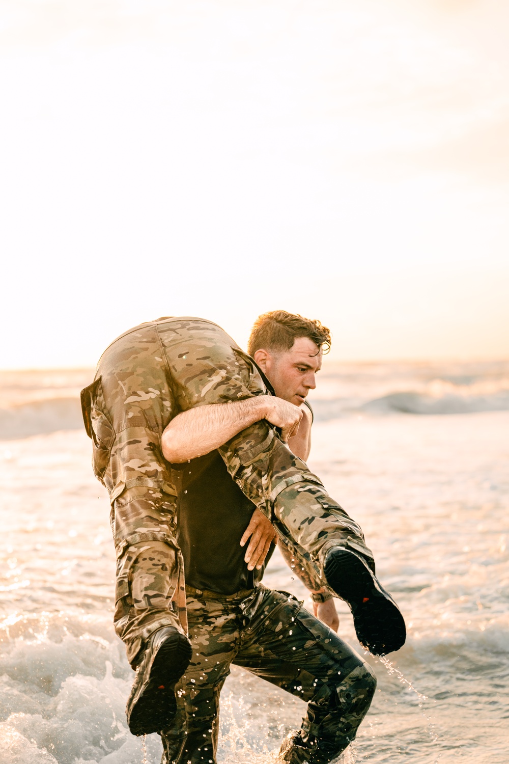 Army Rangers Conduct Physical Training on Omaha Beach