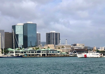 USCGC Myrtle Hazard (WPC 1139) enters first drydock maintenance in Honolulu