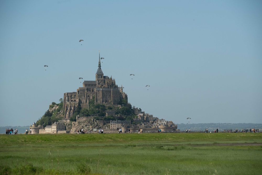 Honorary jump at Mont Saint-Michel