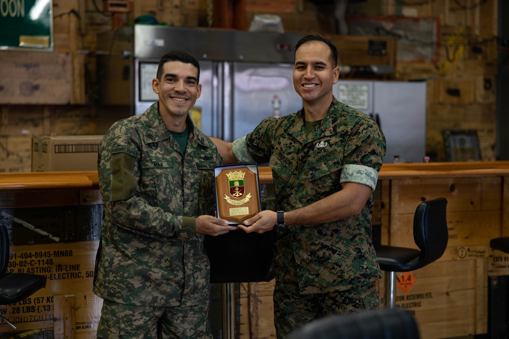 EOD Company participates and exchanges gifts with Brazilian Marines after a Subject Matter Expert Exchange