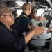 USS Ronald Reagan (CVN 76) Sailors stand  watch in the pilot house