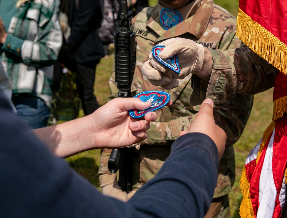 Soldiers join local school children in DDay 80 ceremony