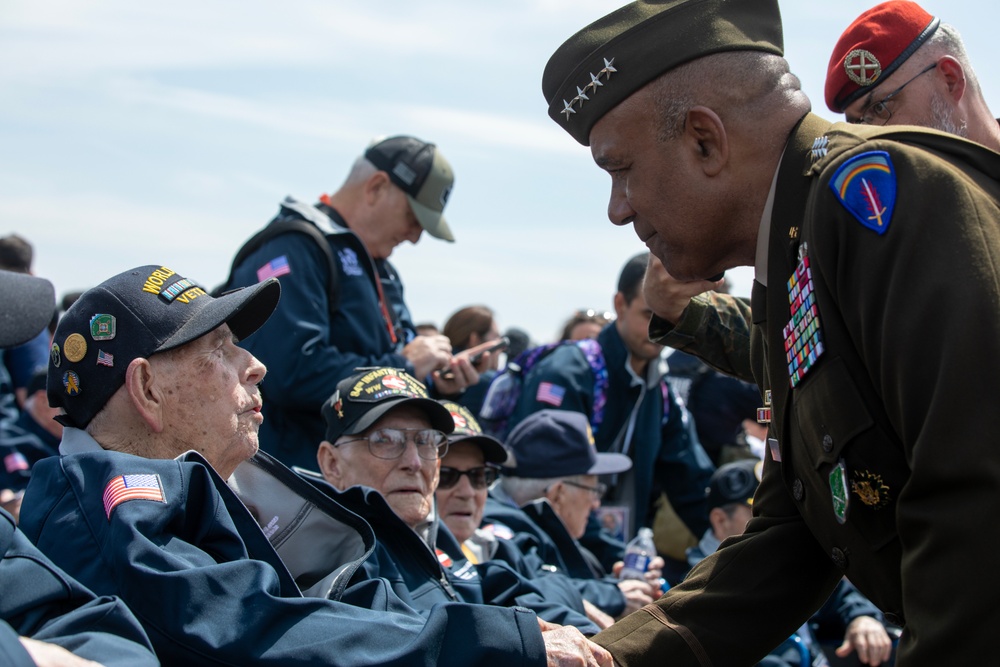 Arrival of WWII veterans in Normandy