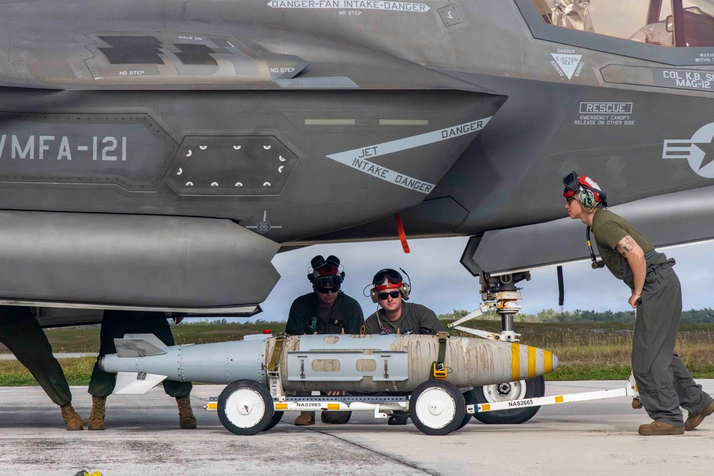 Locked and loaded; VMFA-121 conducts ordnance operations in Guam