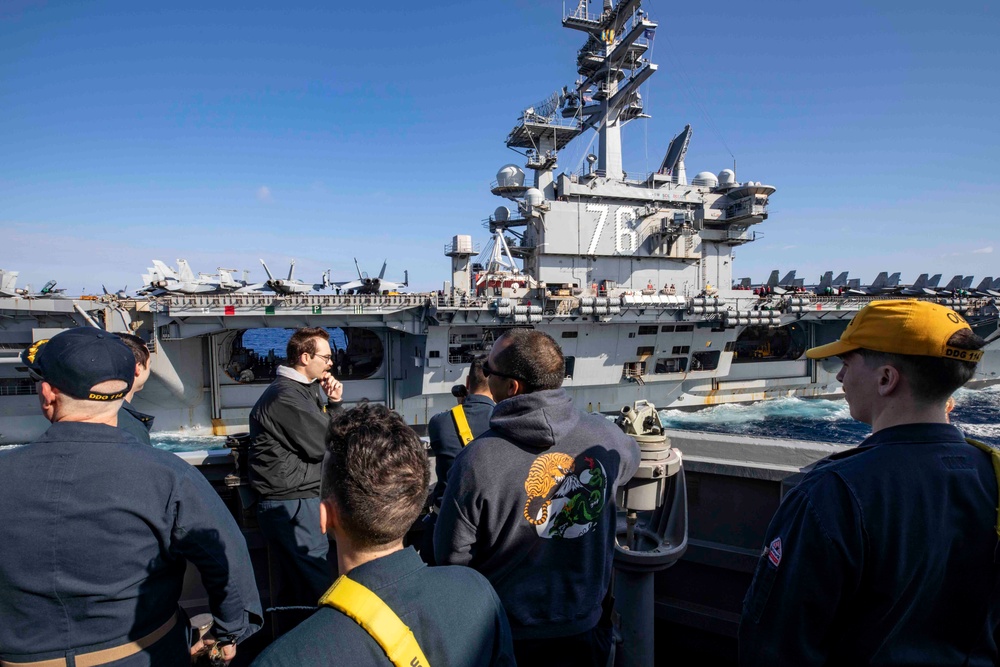 USS Ralph Johnson Conducts Replenishment at Sea with USS Ronald Reagan