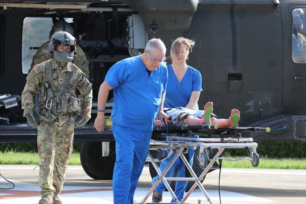 Saint Vincent Trains with Army Medics on Black Hawk Casualty Evacuation During Guardian Response 2024