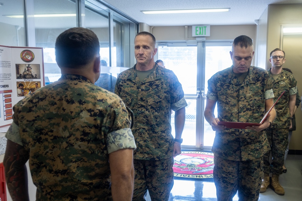 U.S. Marine Corps Maj. Gen. Stephen Liszewski recognizes MCIPAC Marines