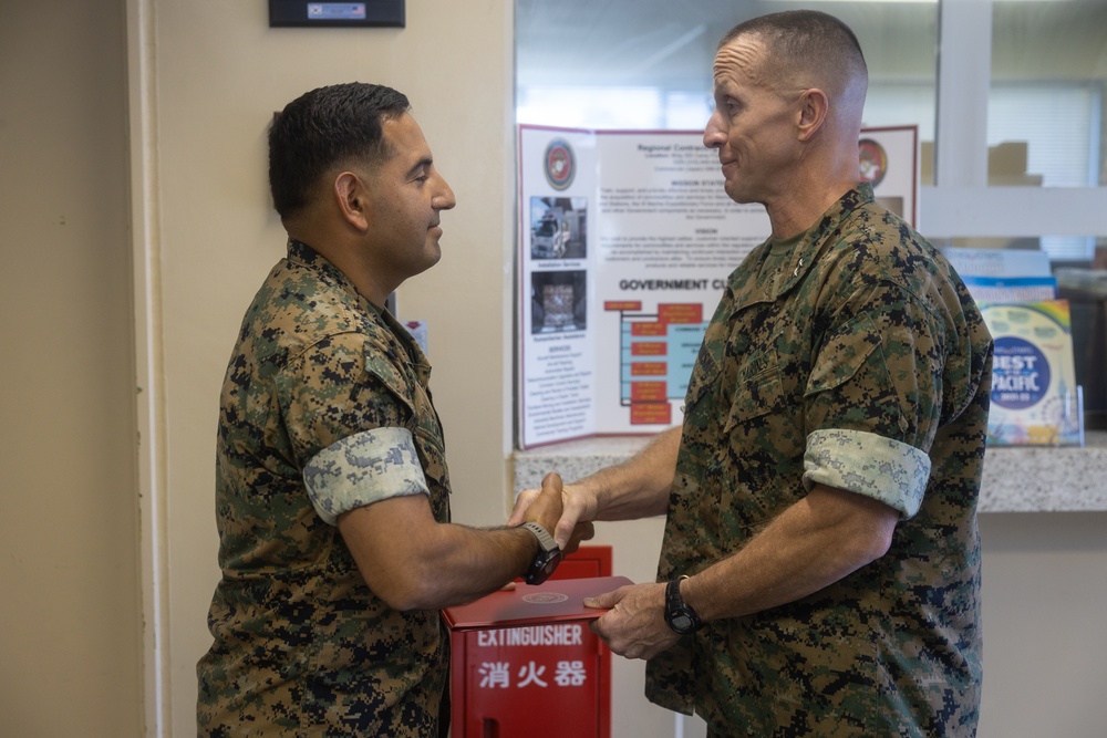 U.S. Marine Corps Maj. Gen. Stephen Liszewski recognizes MCIPAC Marines