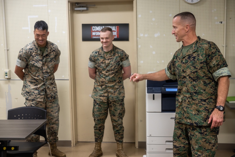 U.S. Marine Corps Maj. Gen. Stephen Liszewski recognizes MCIPAC Marines