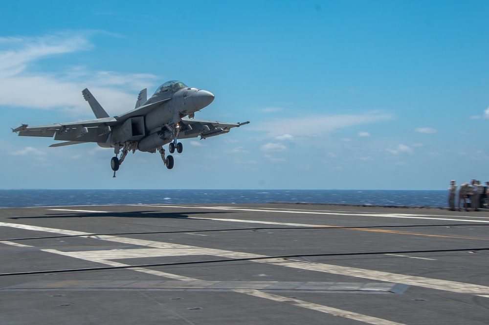 USS Ronald Reagan (CVN76) Sailors conduct  flight deck operations