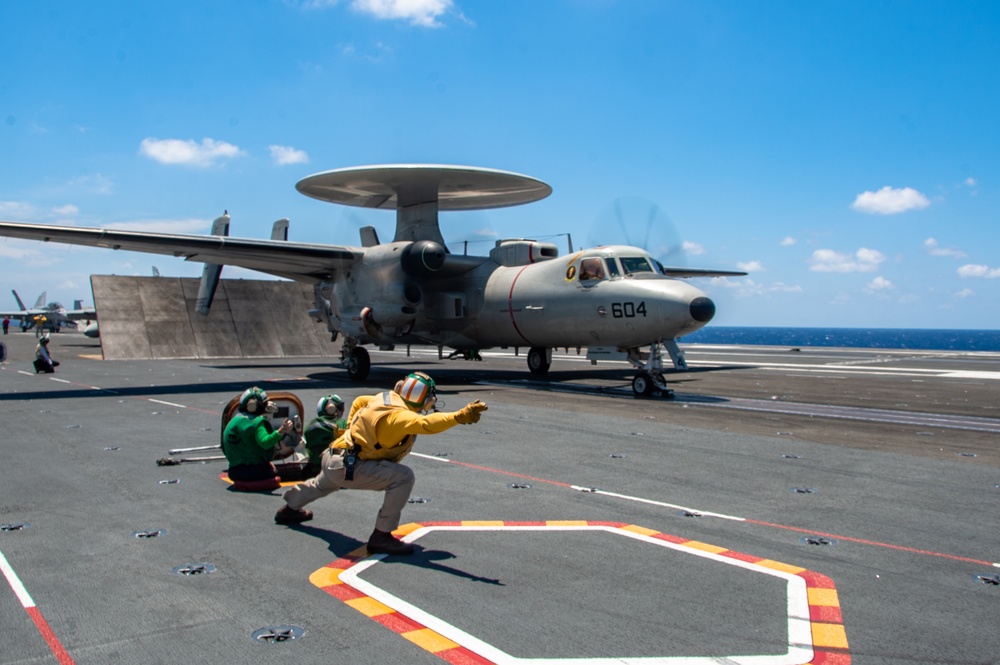 USS Ronald Reagan (CVN76) Sailors conduct  flight deck operations