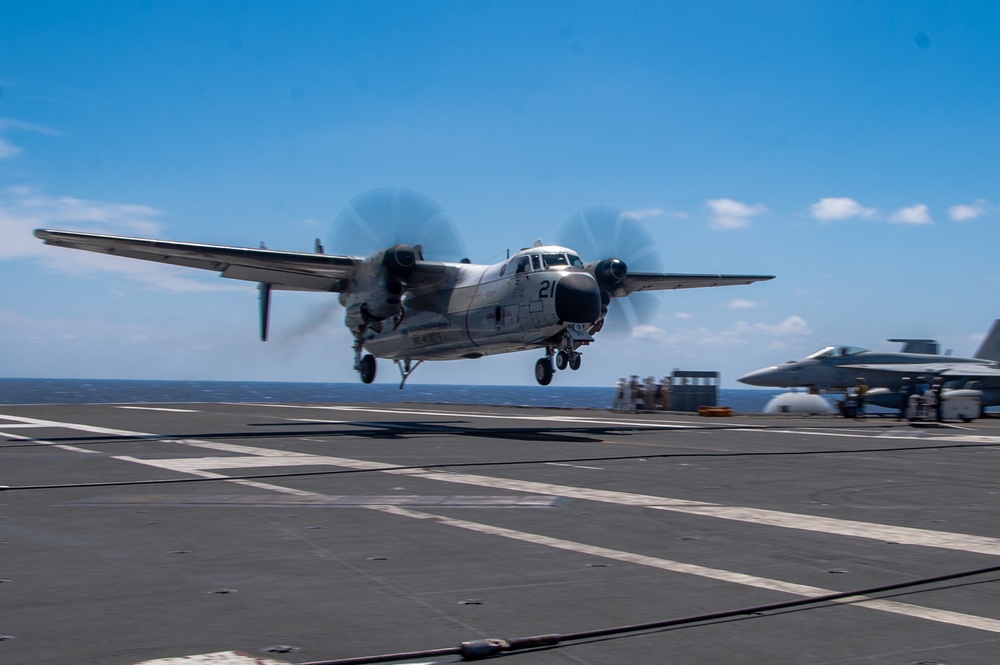 USS Ronald Reagan (CVN76) Sailors conduct  flight deck operations