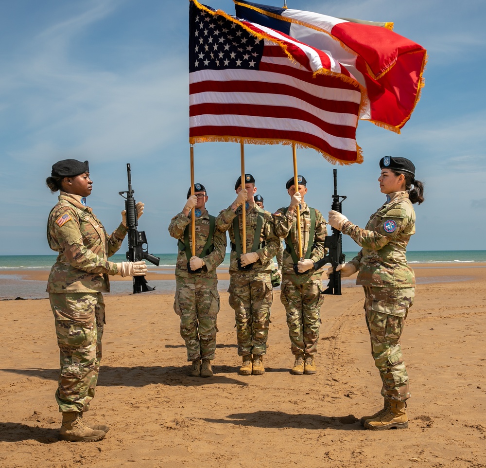 Signal Soldier promotes on Omaha Beach