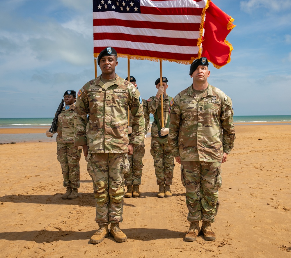 Signal Soldier promotes on Omaha Beach