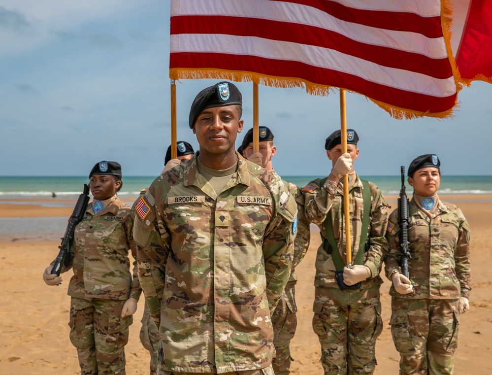 Signal Soldier promotes on Omaha Beach